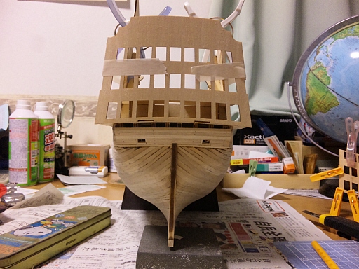 帆船模型ビクトリー号　41号_船尾楼の組み立て1.jpg