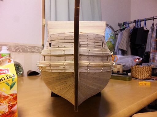 帆船模型ビクトリー号　42号分完成_船首正面.jpg