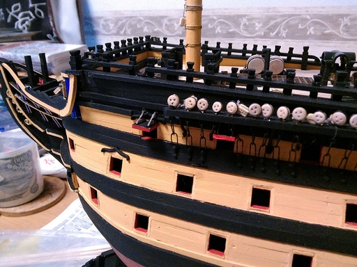 帆船模型ビクトリー号　キャットヘッドの取付け作業（92号）.jpg