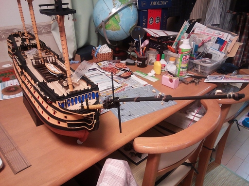 帆船模型ビクトリー号　バウスプリット完成　89号まで.jpg